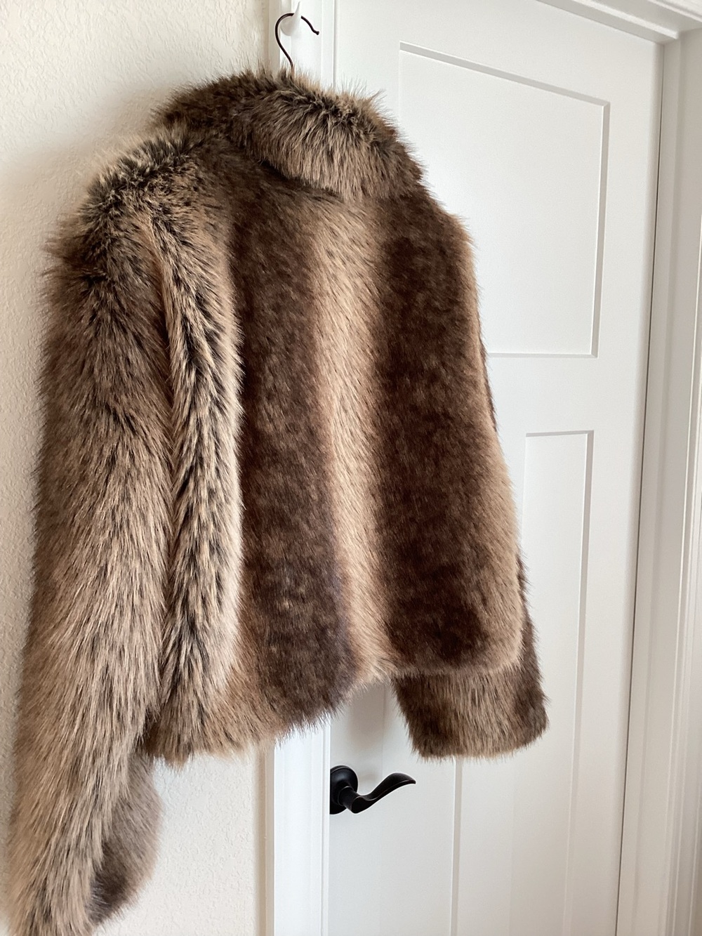 Anthropologie Faux-Fur Cropped Jacket Maeve Rae Collared New Large Brown Mink - Picture 11 of 14